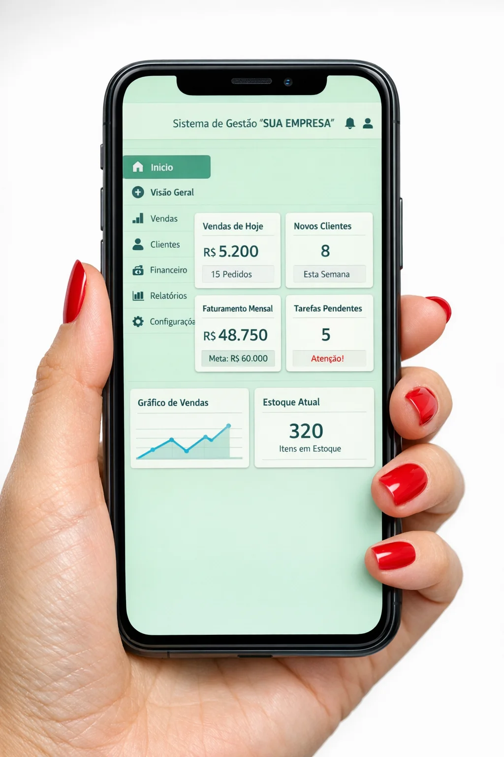 Sistema online acessível pelo celular para controle da operação da empresa