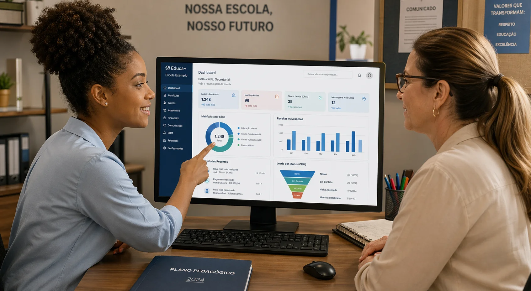 sistema para escola particular com CRM integrado