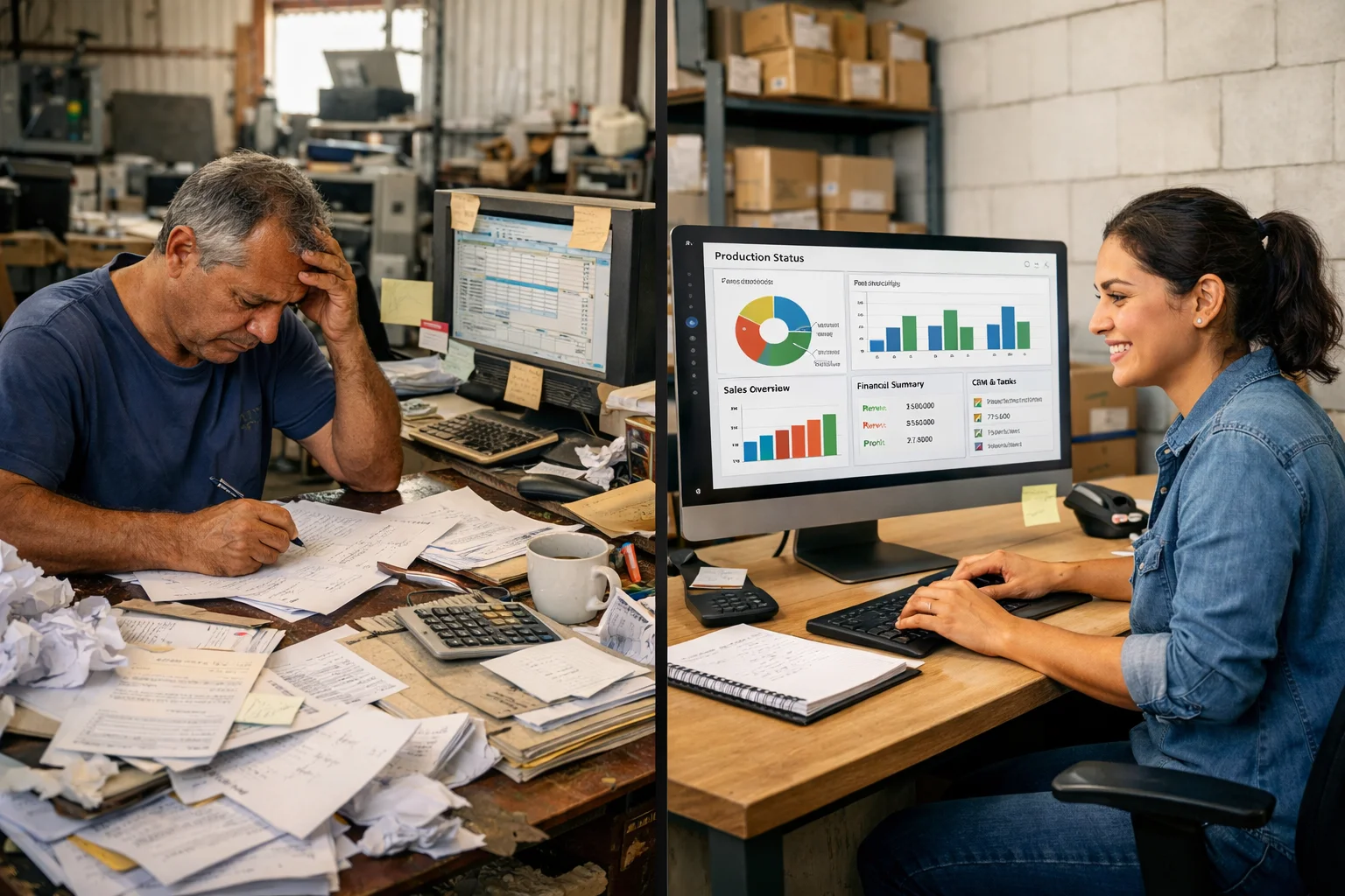 Sistemas para indústrias de transformação mostrando integração entre setores