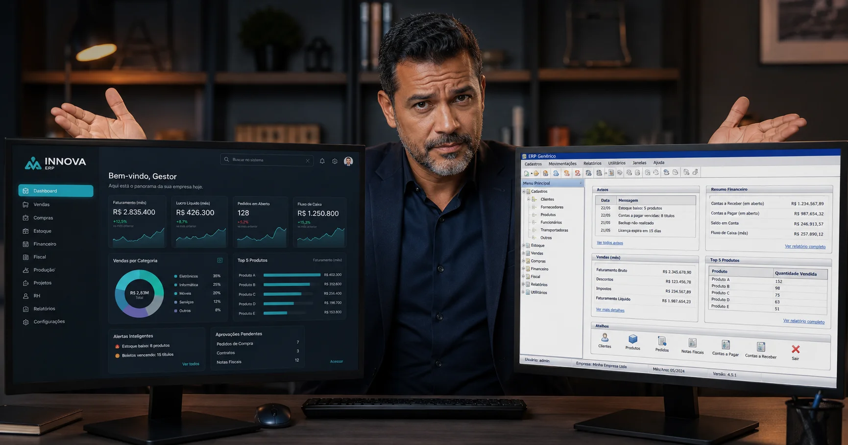 ERP sob medida vs sistema pronto pequena empresa comparação