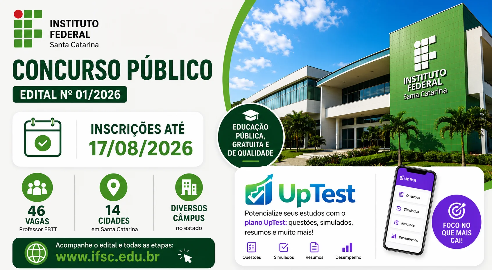 Banner do Concurso Público do Instituto Federal de Santa Catarina